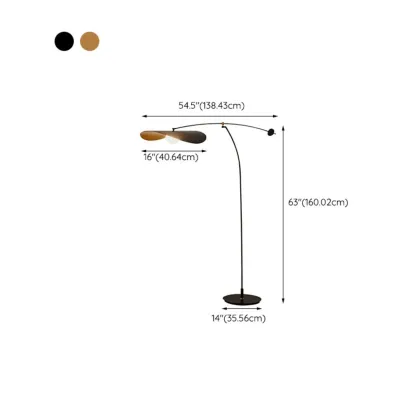 63" Modern Black Gold Metal Arc Floor Lamp with Balance Arm #size