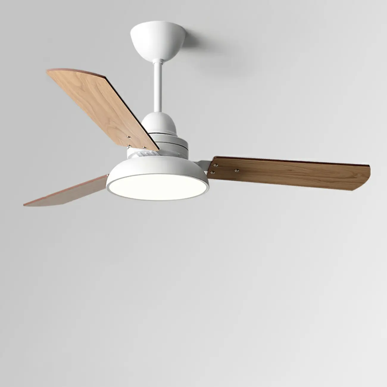 3-Blade White Solid Wood Ceiling Fan with Dimmer Light Image - 2 | homeyfad