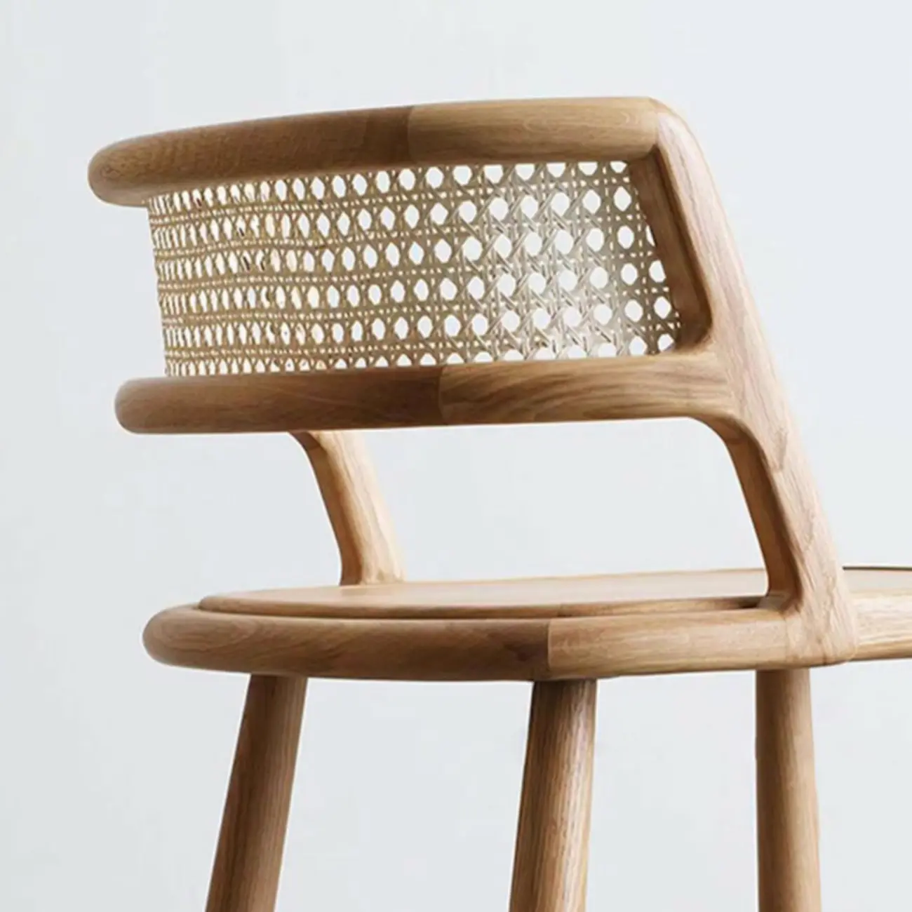 Rustic Wood High-Back Comfort Rectangle Oak Rattan Bar Stool Image - 4 | homeyfad