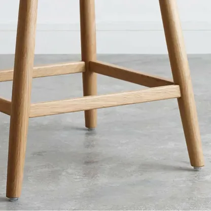 Rustic Wood High-Back Comfort Rectangle Oak Rattan Bar Stool Image - 5