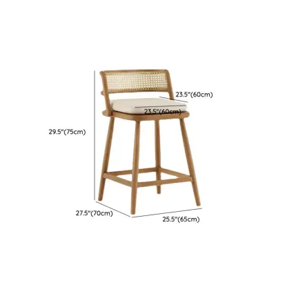 Rustic Wood High-Back Comfort Rectangle Oak Rattan Bar Stool #size
