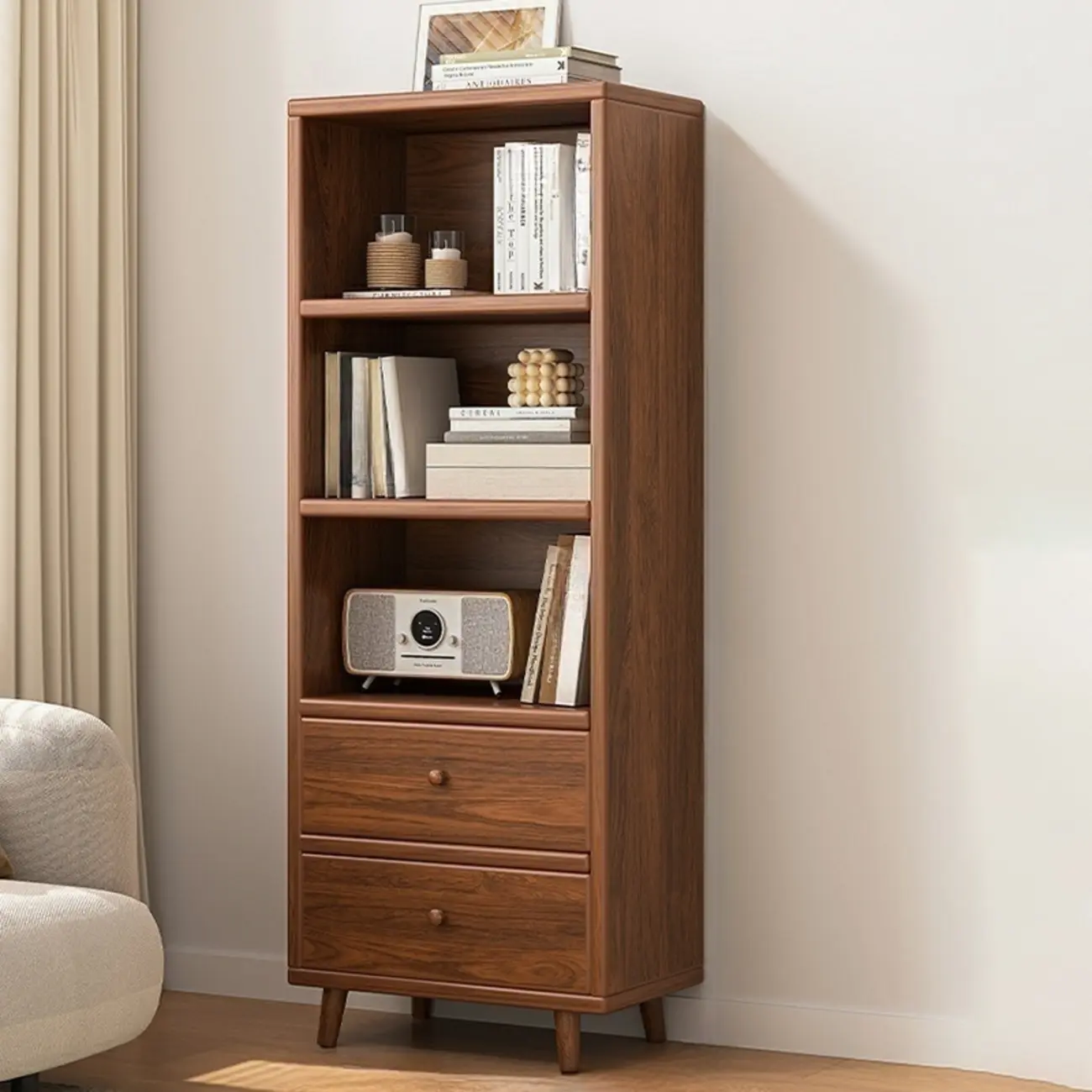 Modern Simple Brown Wood Storage Cabinet for Living Room Image - 3 | homeyfad