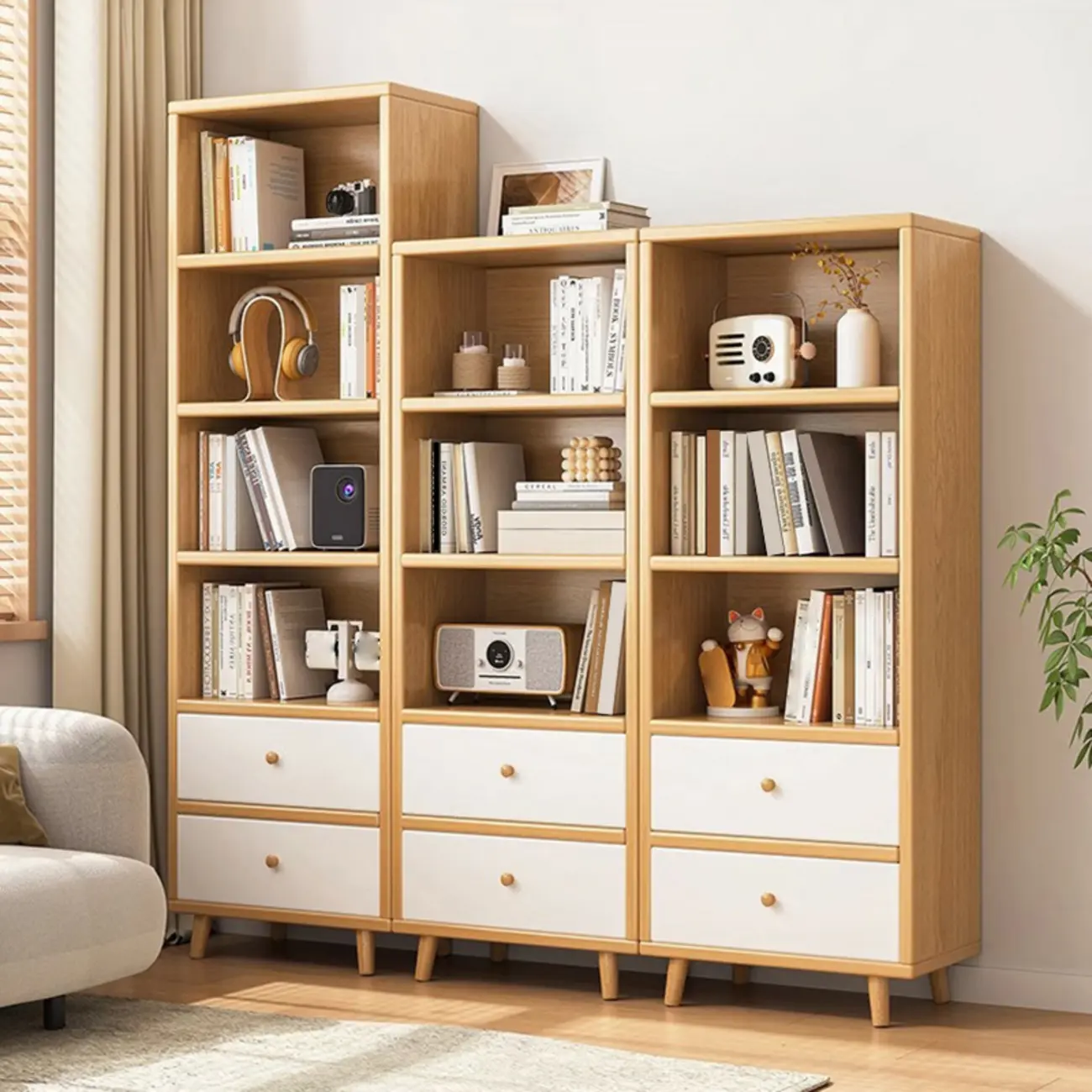 Modern Simple Brown Wood Storage Cabinet for Living Room Image - 4 | homeyfad