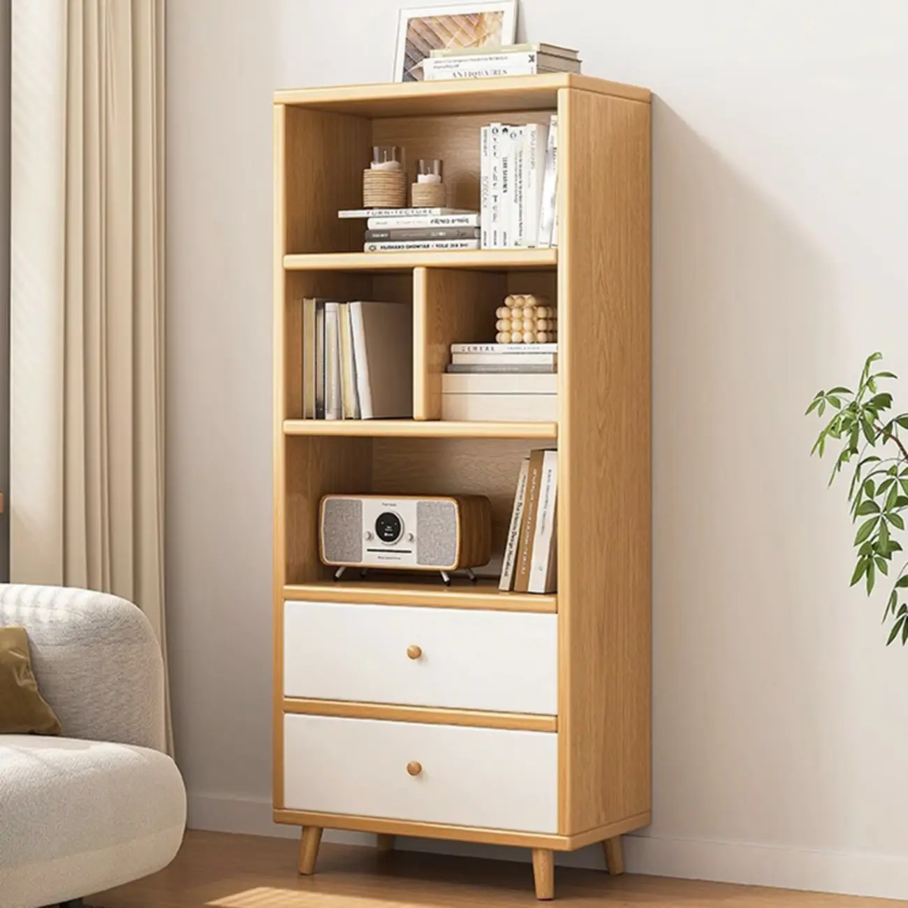 Modern Simple Brown Wood Storage Cabinet for Living Room Image - 5 | homeyfad