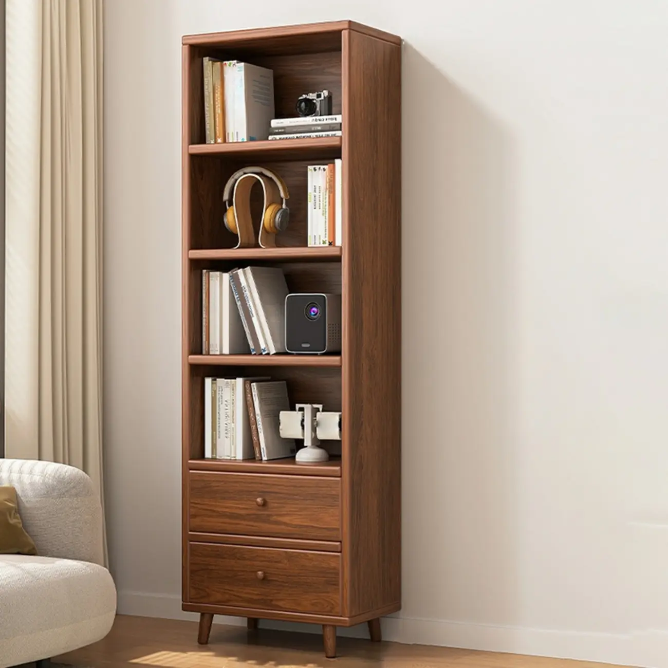 Modern Simple Brown Wood Storage Cabinet for Living Room Image - 6 | homeyfad