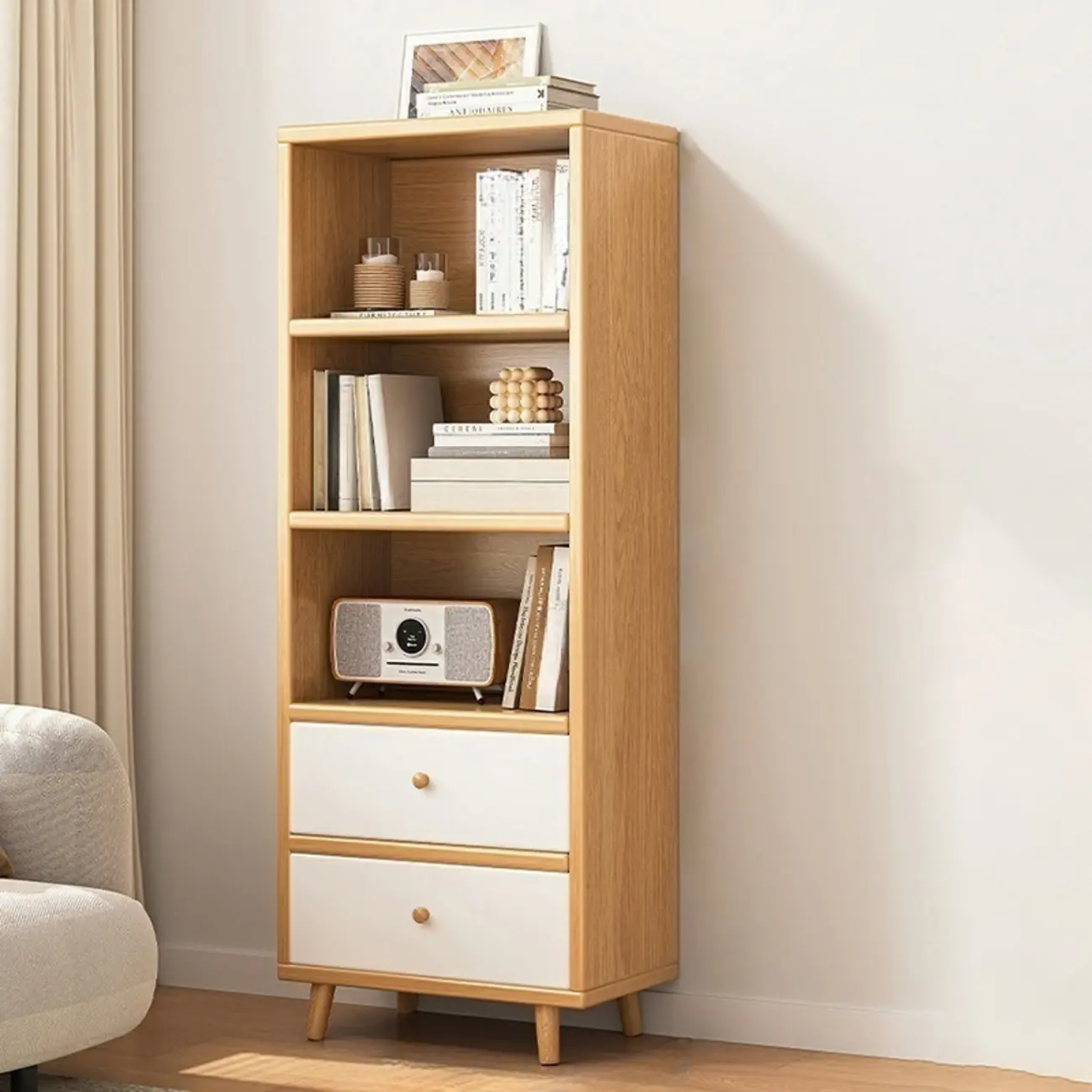 Modern Simple Brown Wood Storage Cabinet for Living Room Image - 7 | homeyfad
