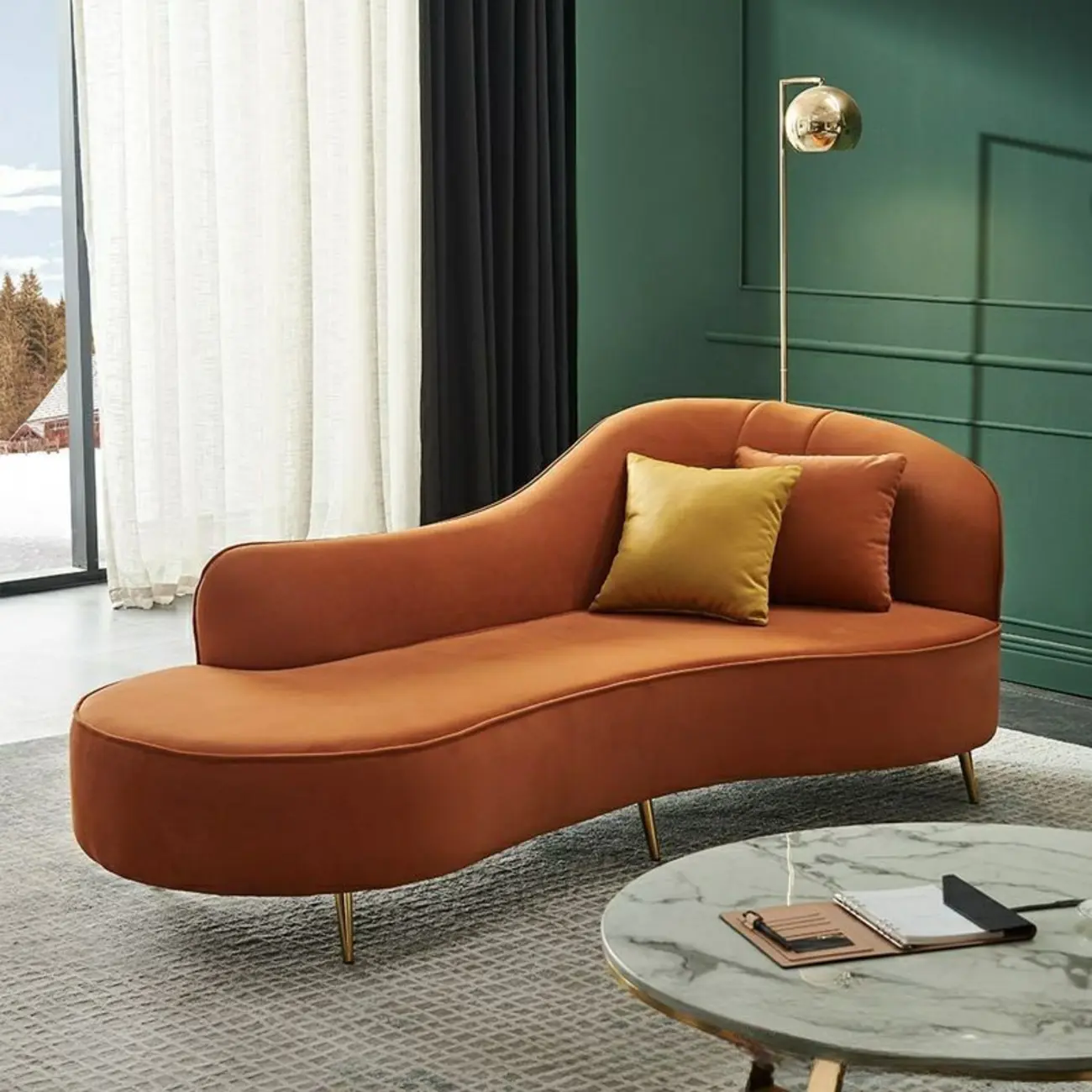 Elegant Flannel Chaise Lounge with Cushions for Living Room Image - 2 | homeyfad
