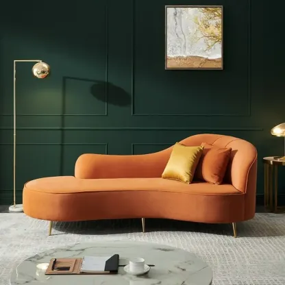 Elegant Flannel Chaise Lounge with Cushions for Living Room Image - 1