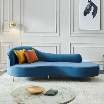 Elegant Flannel Chaise Lounge with Cushions for Living Room Image - 3