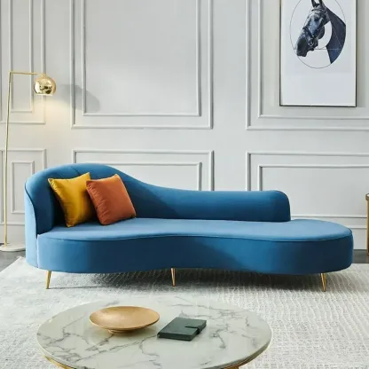 Elegant Flannel Chaise Lounge with Cushions for Living Room Image - 6