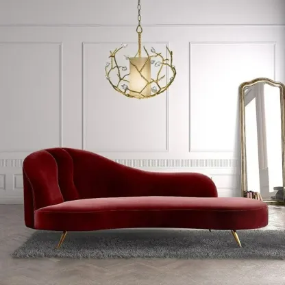 Elegant Flannel Chaise Lounge with Cushions for Living Room Image - 7