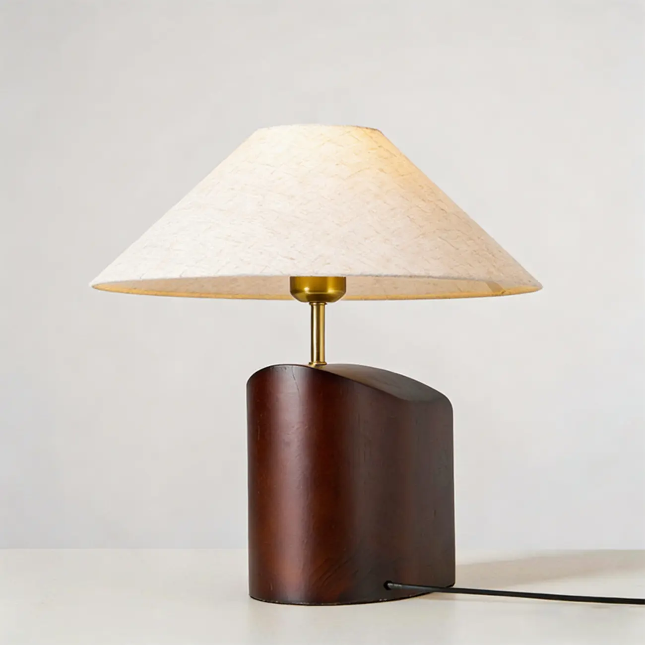 Contemporary Wood Fabric Table Lamp With Drum Shade Image - 5 | homeyfad