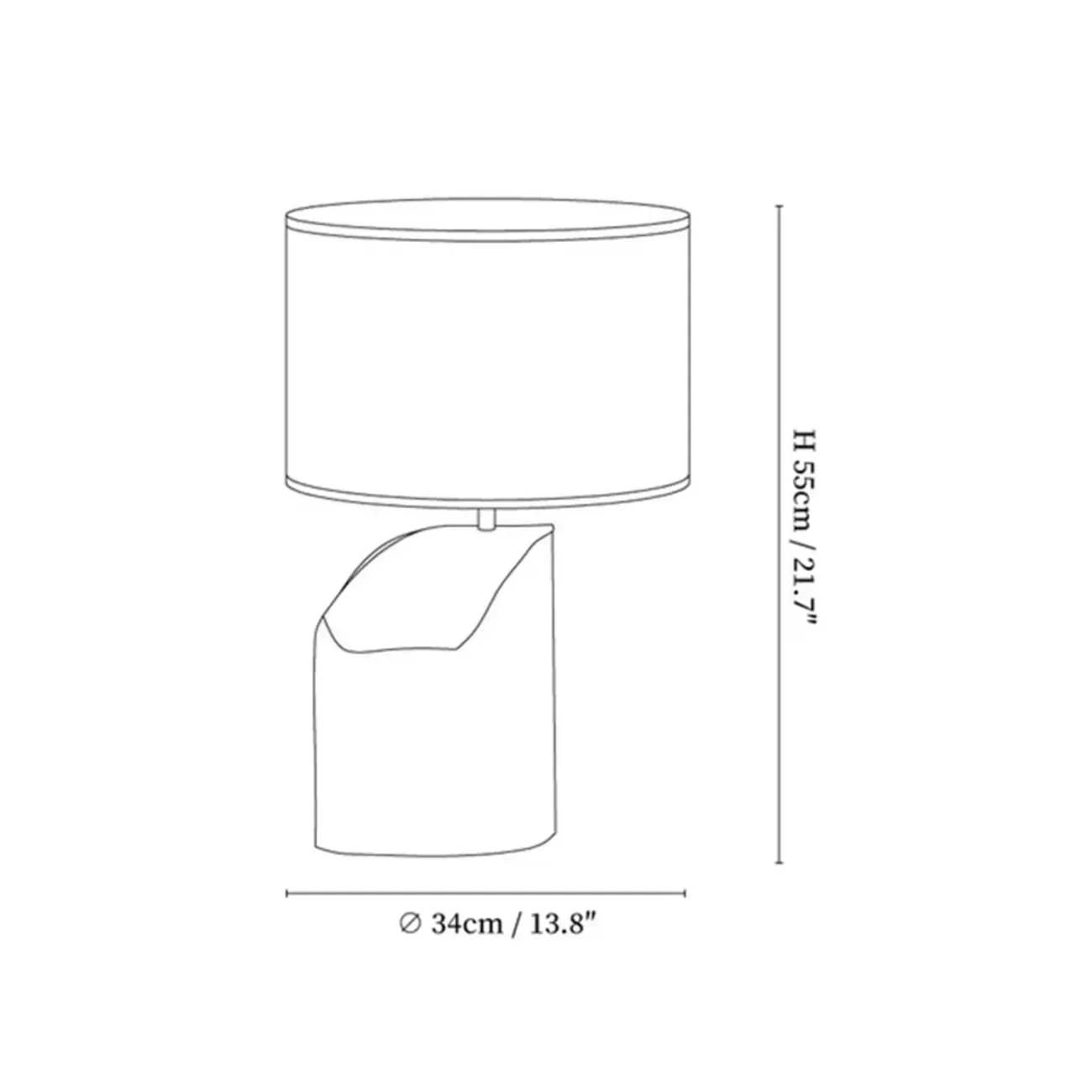 Contemporary Wood Fabric Table Lamp With Drum Shade #size