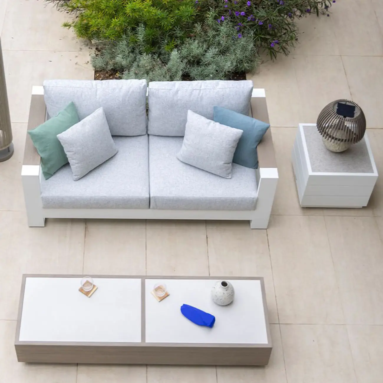 Industrial Style Patio Sofa with Metal Frame for Outdoor Image - 4 | homeyfad