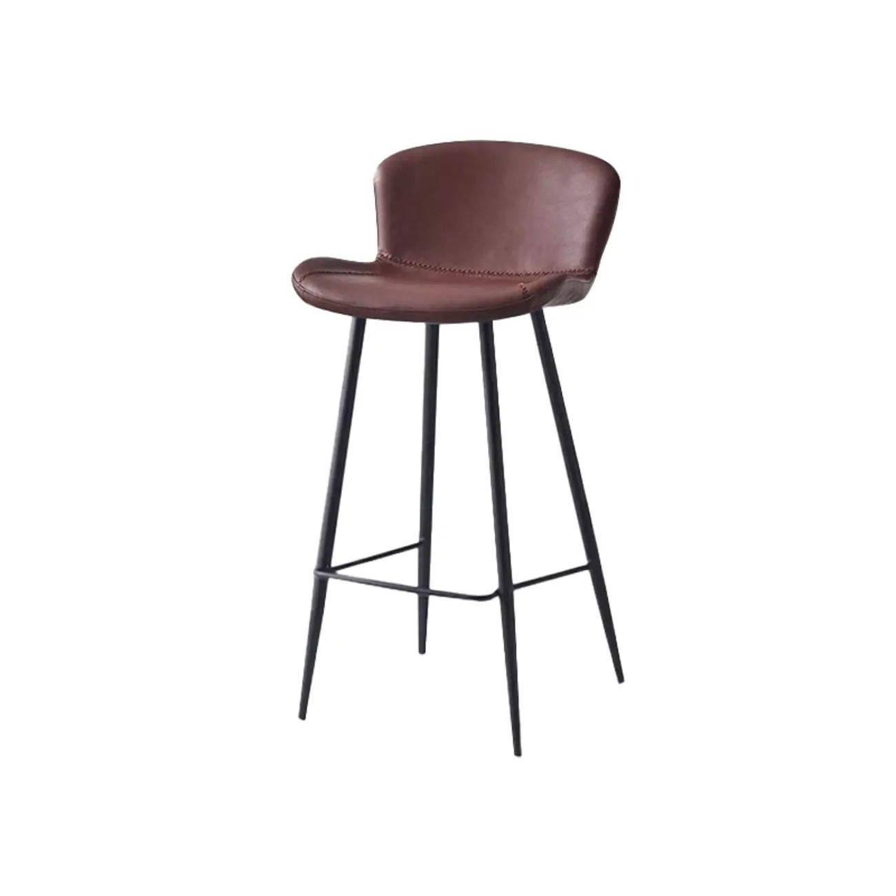 Brown Leather Saddle Seat Low Back Bar Stool Image - 9 | homeyfad