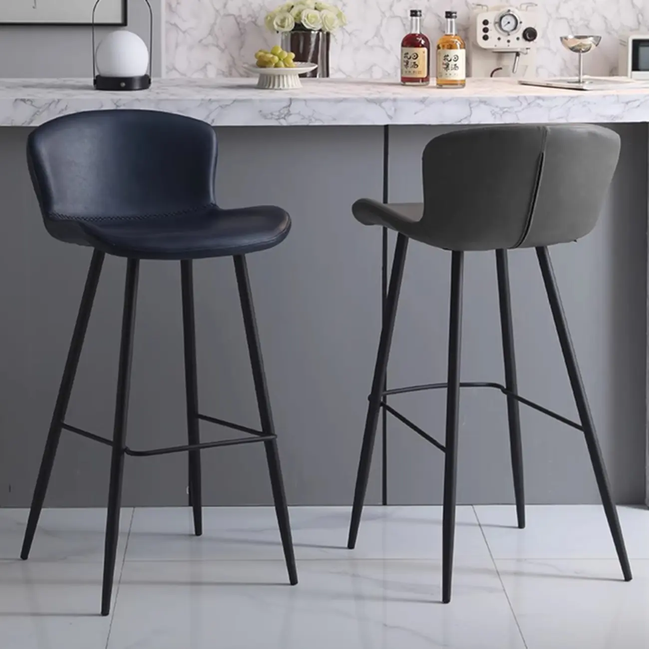 Brown Leather Saddle Seat Low Back Bar Stool Image - 3 | homeyfad