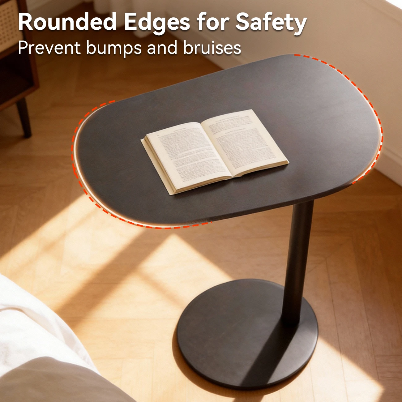 Modern Oval Metal C-Shaped End Table Black Image - 4 | homeyfad