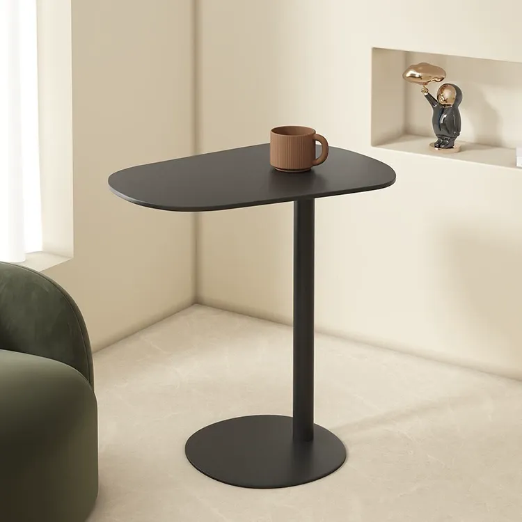 Modern Oval Metal C-Shaped End Table Black Image - 7 | homeyfad