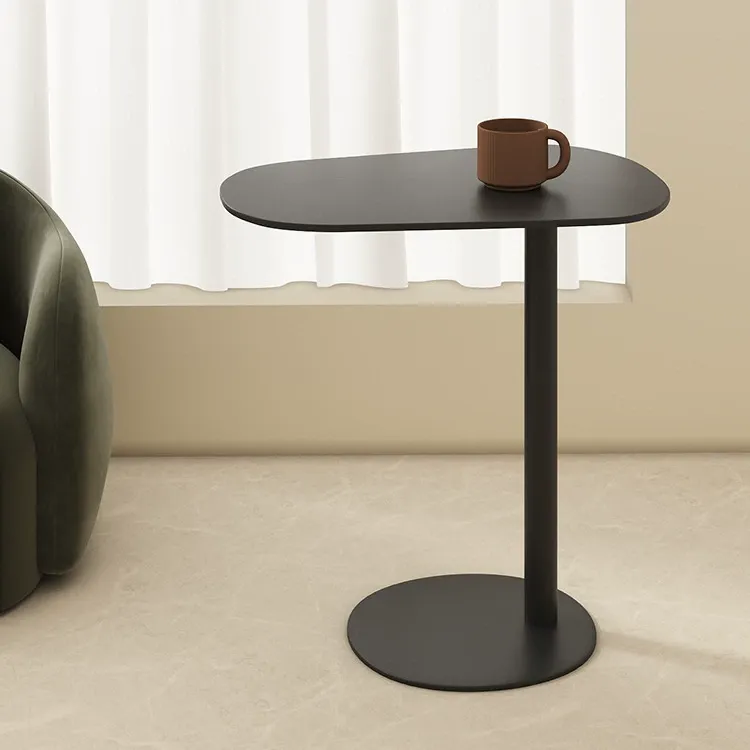 Modern Oval Metal C-Shaped End Table Black Image - 8 | homeyfad