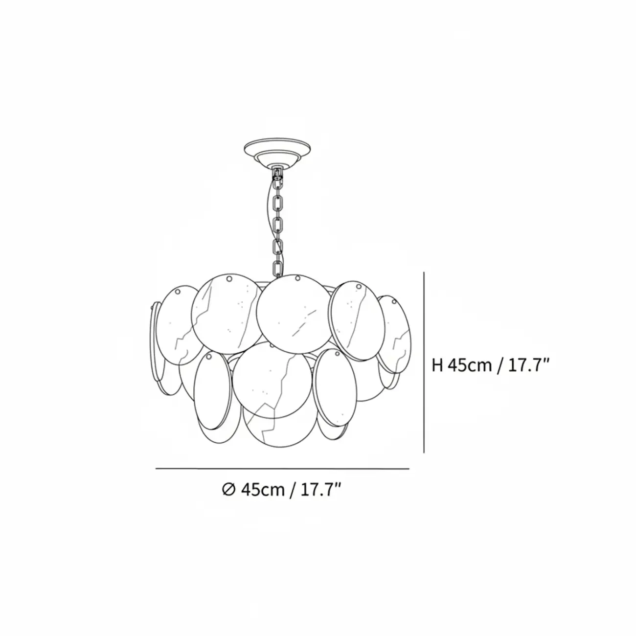 Mid-century Modern Alabaster Brass Chandelier Multi-tier #size