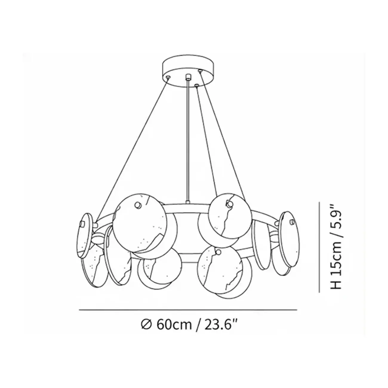 Contemporary Alabaster Ring Chandelier With Brass Finish #size | homeyfad