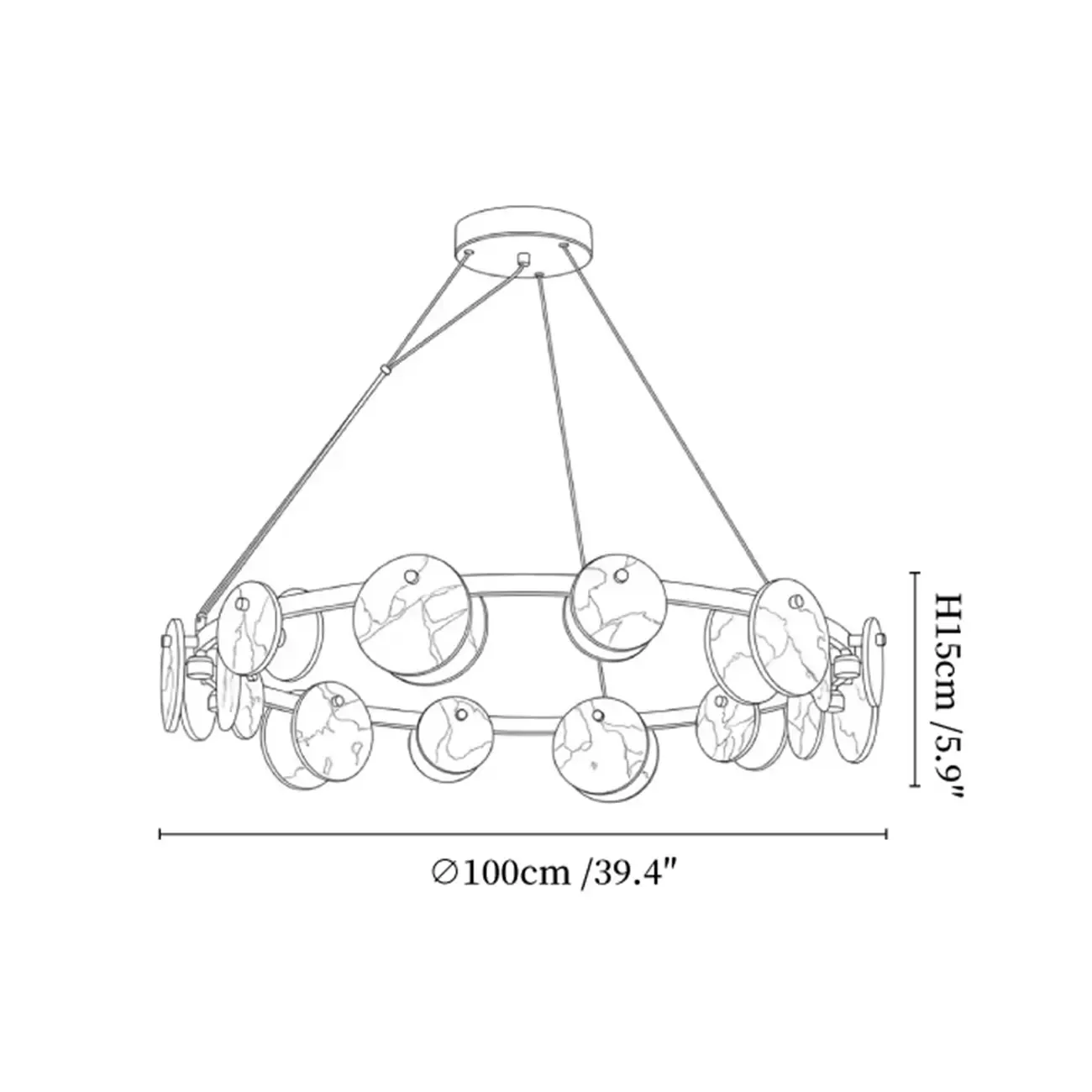 Contemporary Alabaster Ring Chandelier With Brass Finish Image - 27