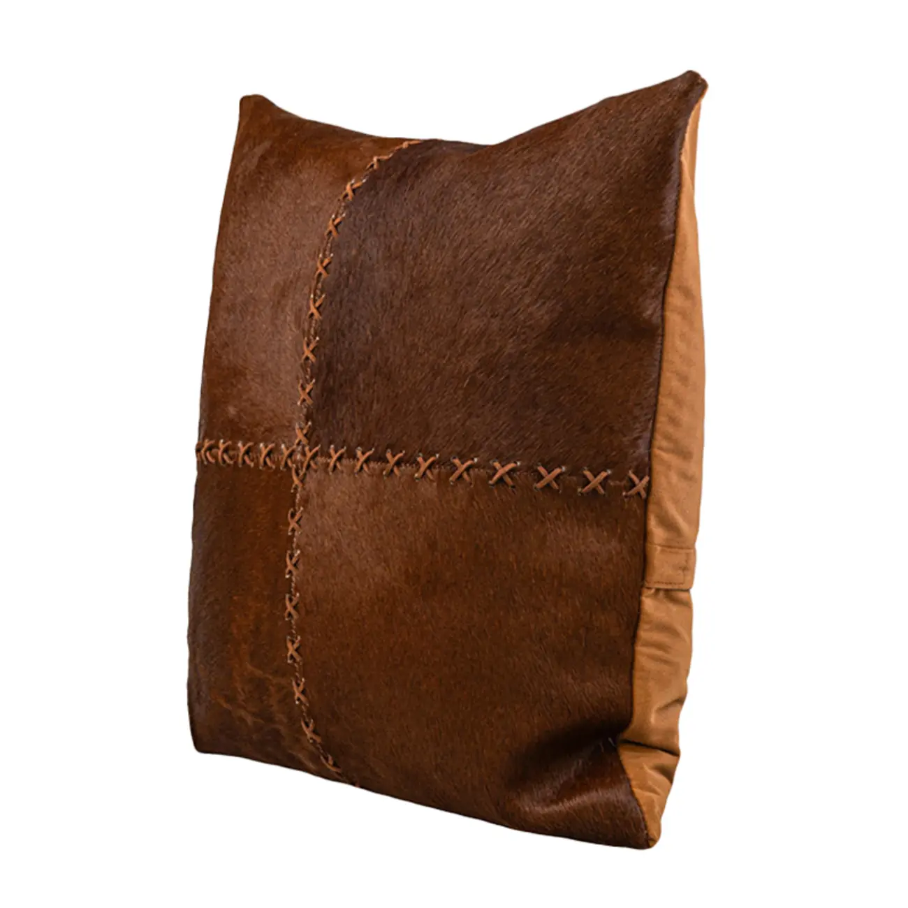 Mid Century Modern Brown Genuine Leather Throw Pillow Image - 5 | homeyfad