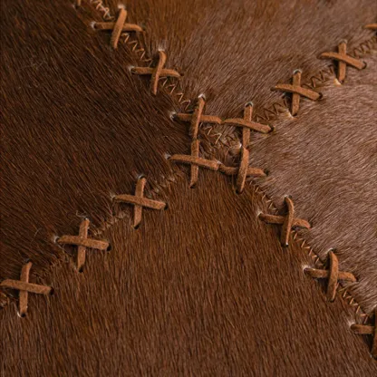 Mid Century Modern Brown Genuine Leather Throw Pillow Image - 10