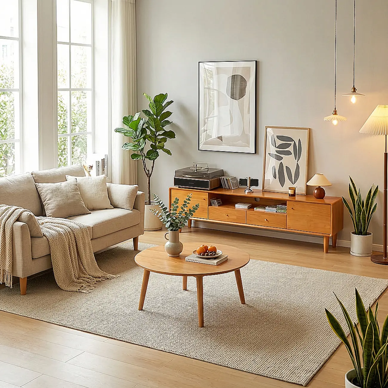 Modern Solid Wood TV Stand with Drawers Image - 2 | homeyfad