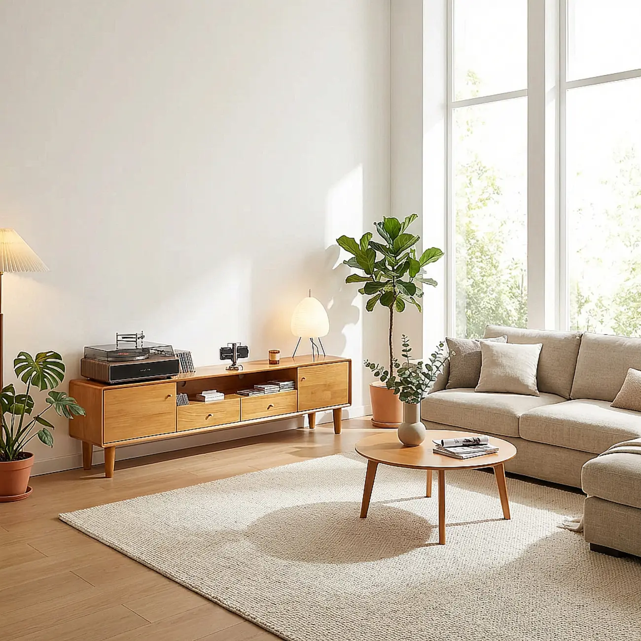 Modern Solid Wood TV Stand with Drawers Image - 3 | homeyfad