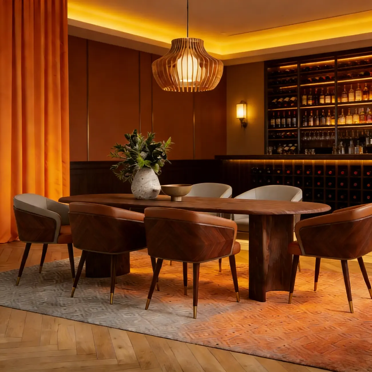 Modern Armrest Faux Leather Wood Dining Chair Low Back Image - 3 | homeyfad