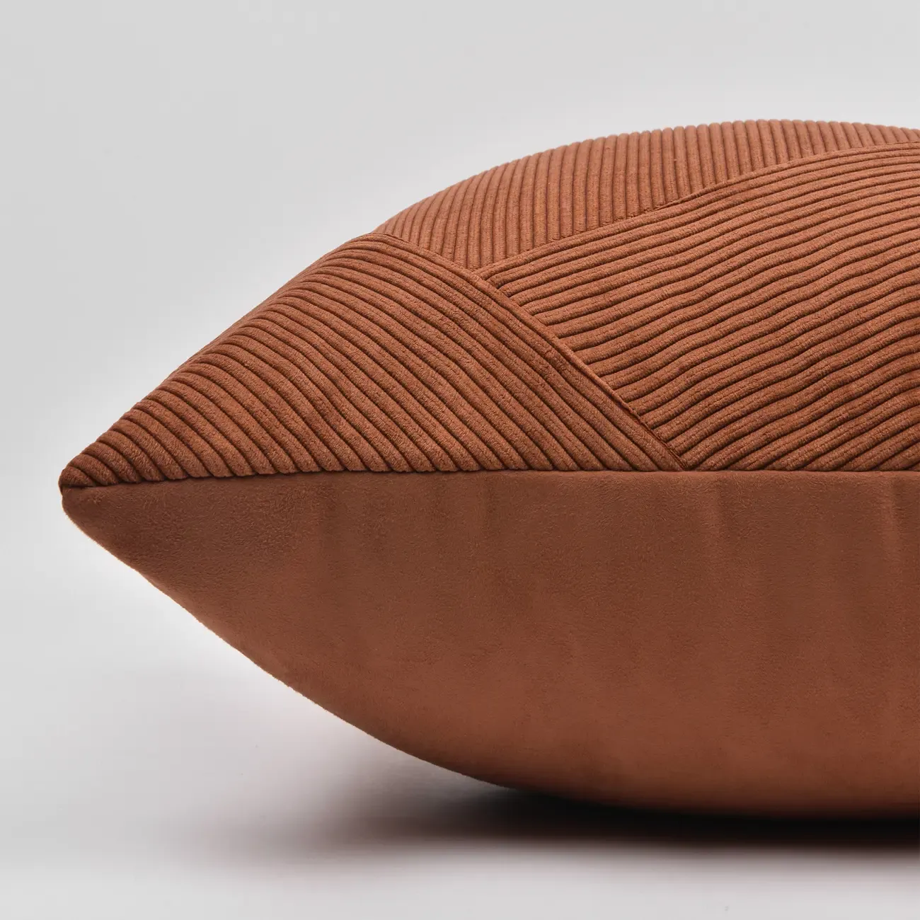 Elegant Stripe Velvet Orange Rectangular Pillow For Couch Image - 4