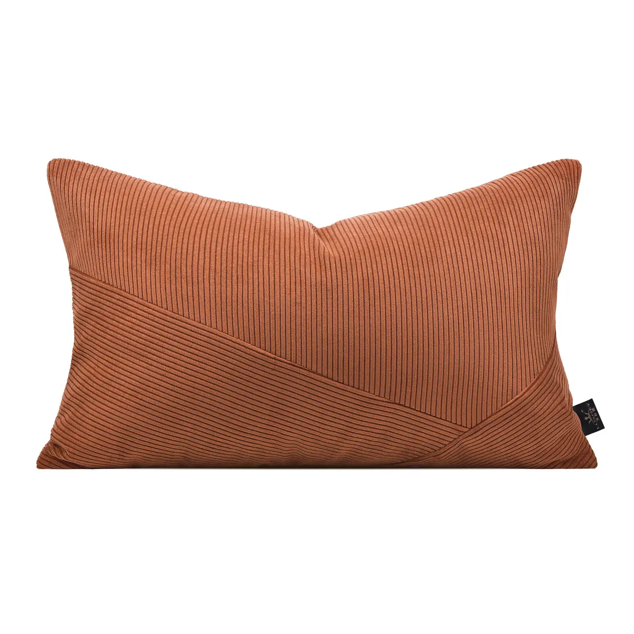 Elegant Stripe Velvet Orange Rectangular Pillow For Couch Image - 6 | homeyfad