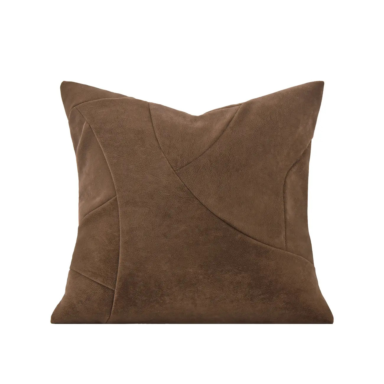Contemporary Microsuede Brown Square Pillow Geometric Pattern Image - 4 | homeyfad