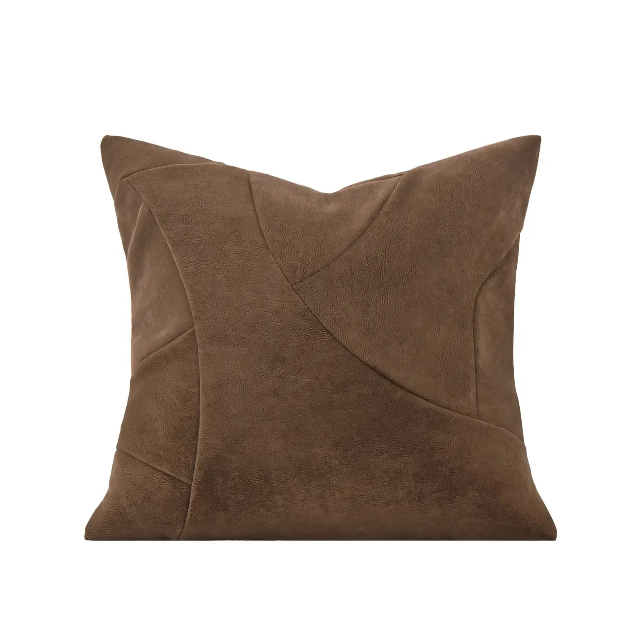 Contemporary Microsuede Brown Square Pillow Geometric Pattern Image - 4