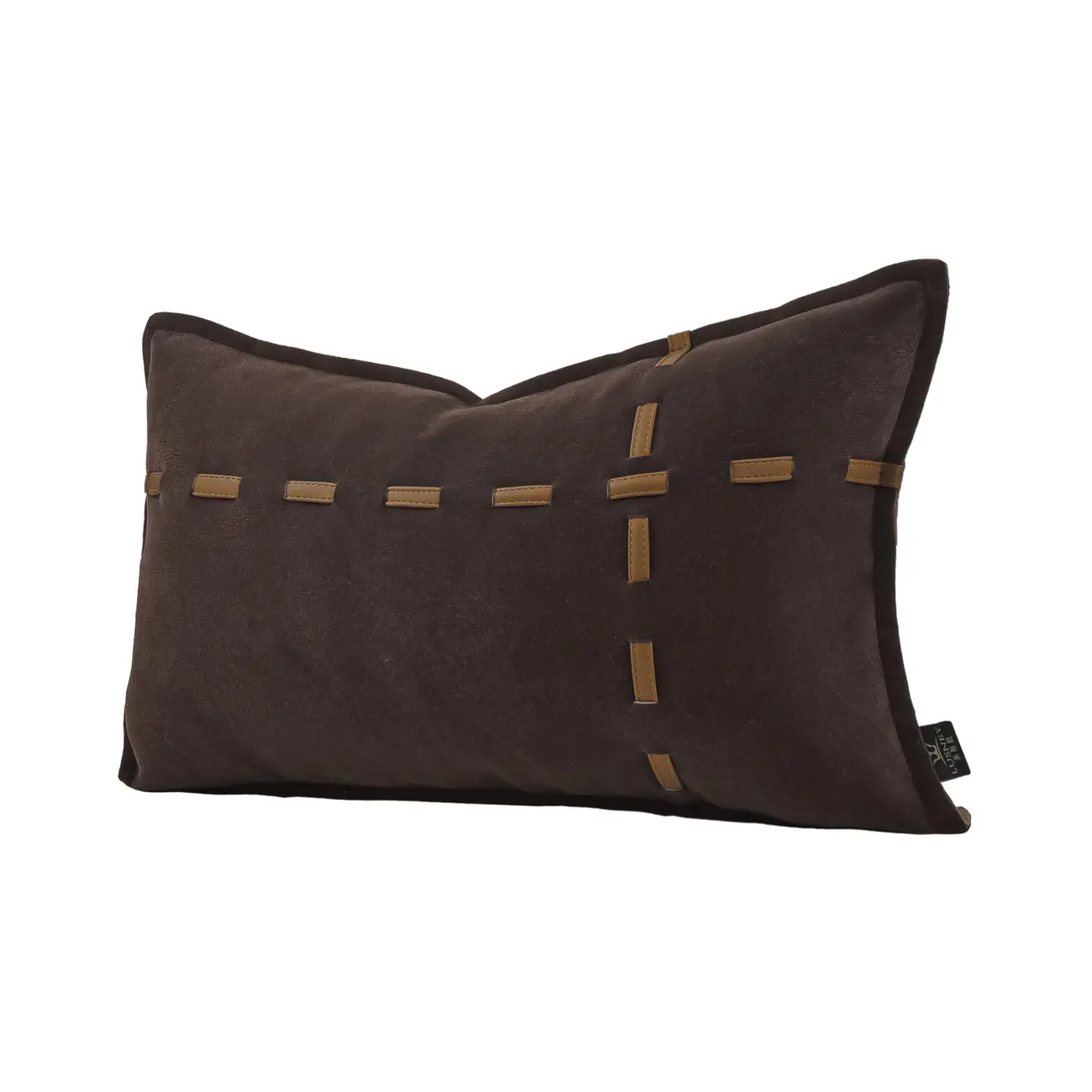 Traditional Brown Microsuede Rectangular Pillow For Sofa Image - 5 | homeyfad