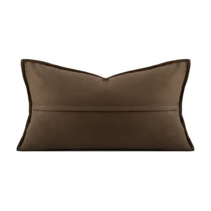 Traditional Brown Microsuede Rectangular Pillow For Sofa Image - 6