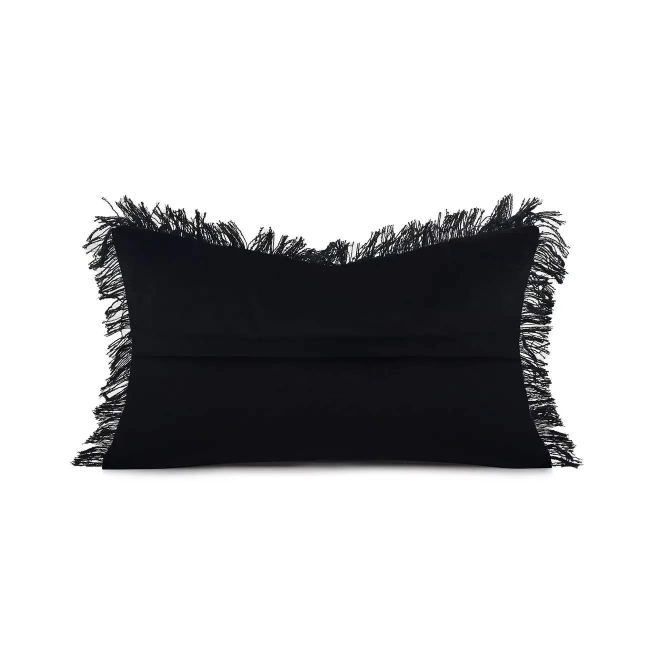Black Modern Cotton Tassel Rectangular Throw Pillows Image - 4