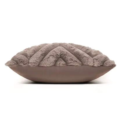 Scandinavian Plush Villus Chevron Textured Lumbar Pillow Image - 6