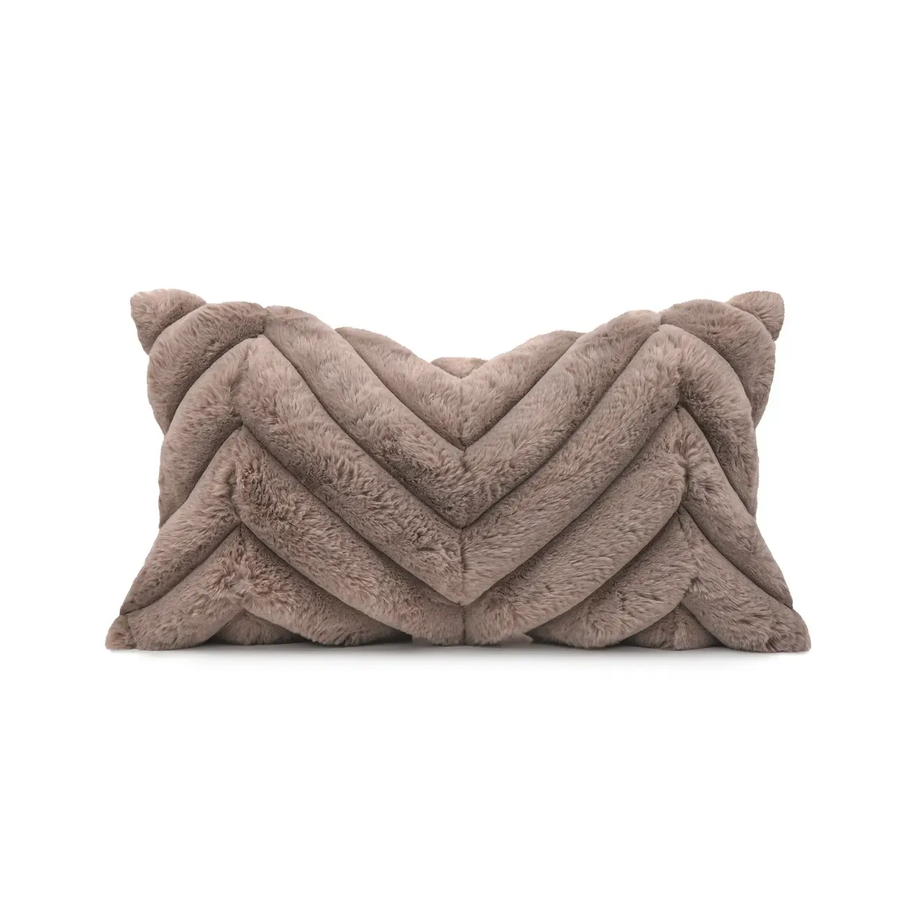 Scandinavian Plush Villus Chevron Textured Lumbar Pillow Image - 3