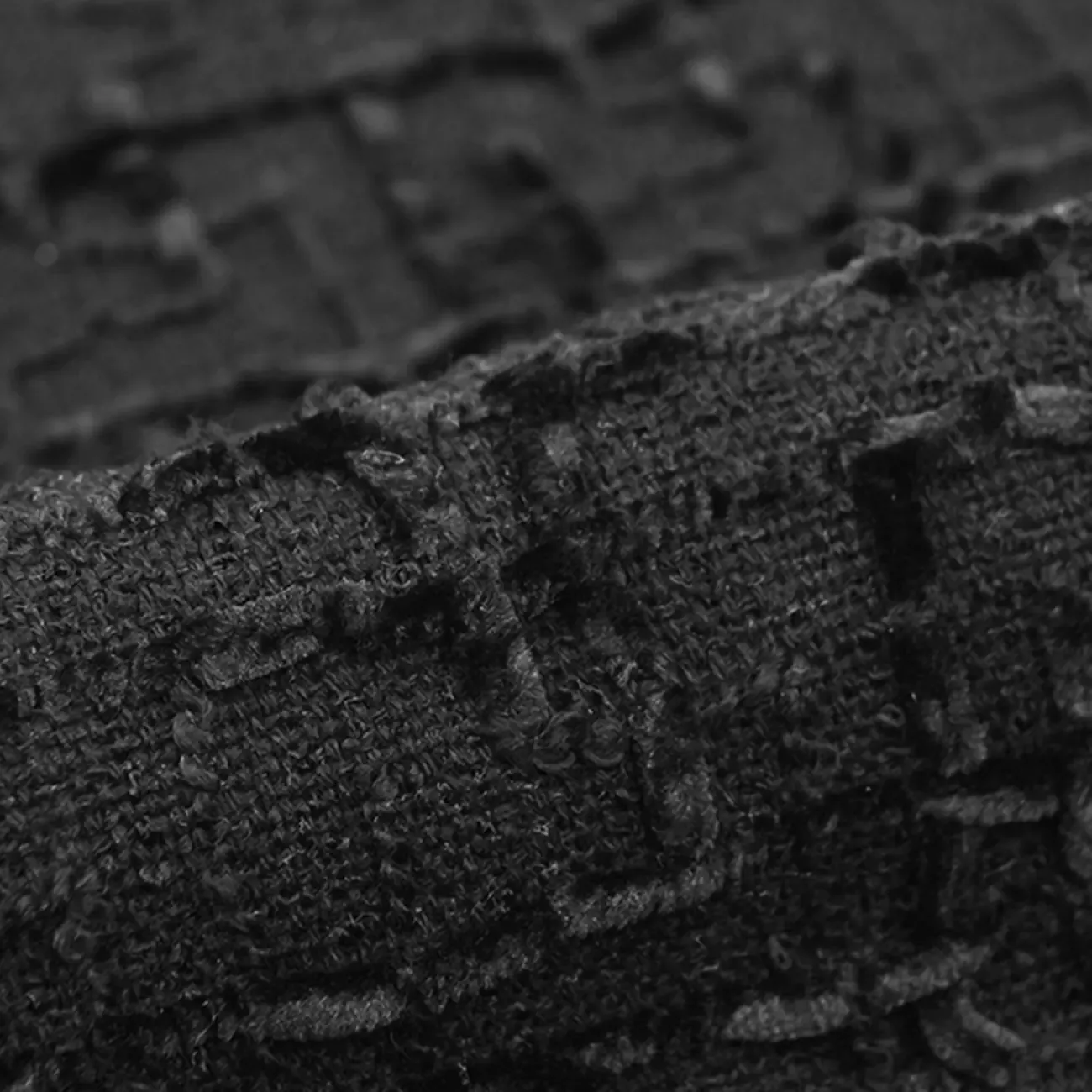 Black Minimalist Cut Cotton Tassel Square Throw Pillow Image - 6