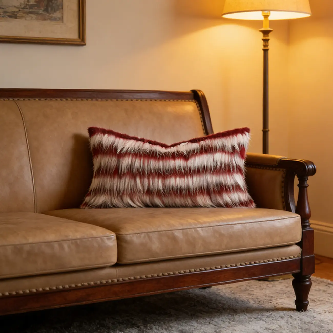 Luxury Modern Faux Fur Down Lumbar Pillow With Insert Image - 1 | homeyfad