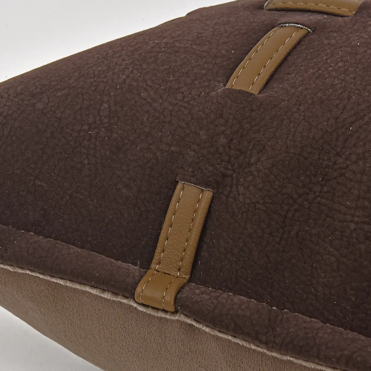 Traditional Brown Microsuede Rectangular Pillow For Sofa Image - 3 | homeyfad