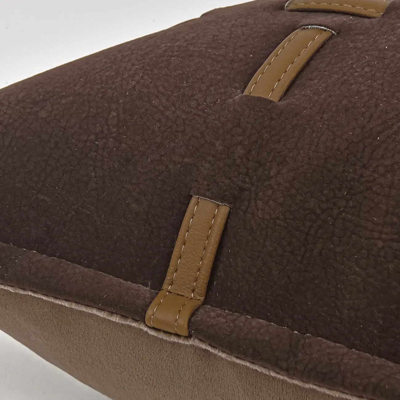 Traditional Brown Microsuede Rectangular Pillow For Sofa Image - 3