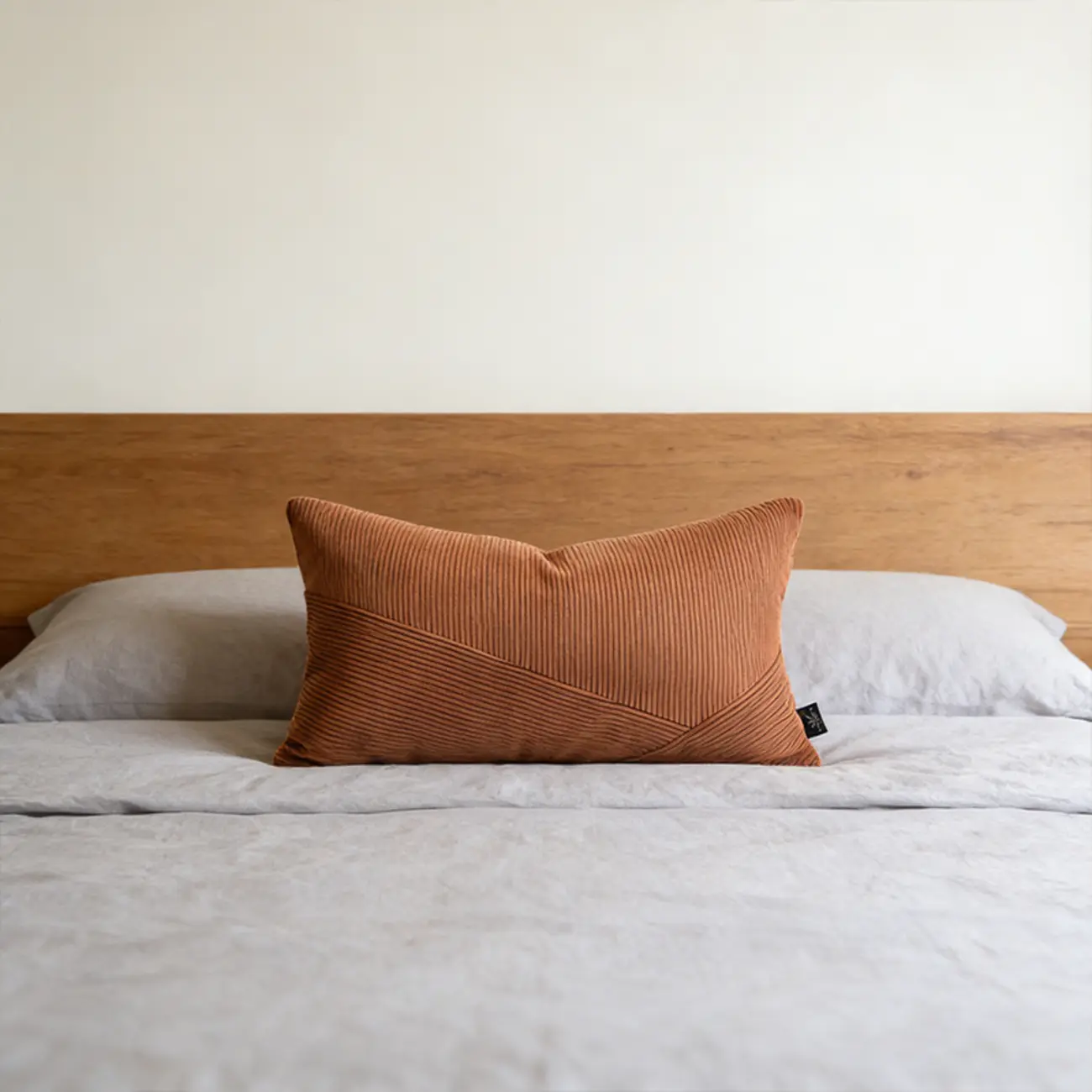 Elegant Stripe Velvet Orange Rectangular Pillow For Couch Image - 2 | homeyfad