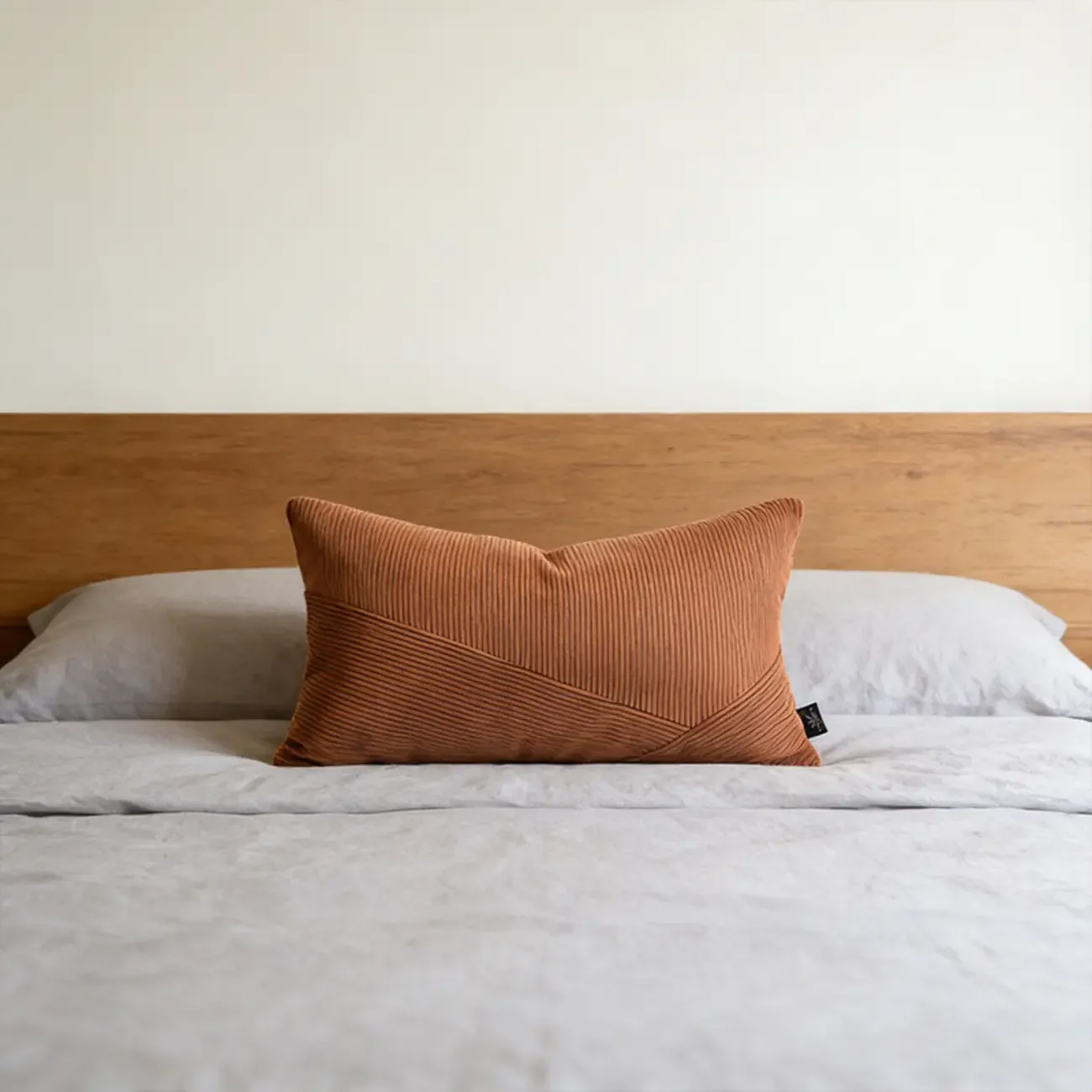 Elegant Stripe Velvet Orange Rectangular Pillow For Couch Image - 2