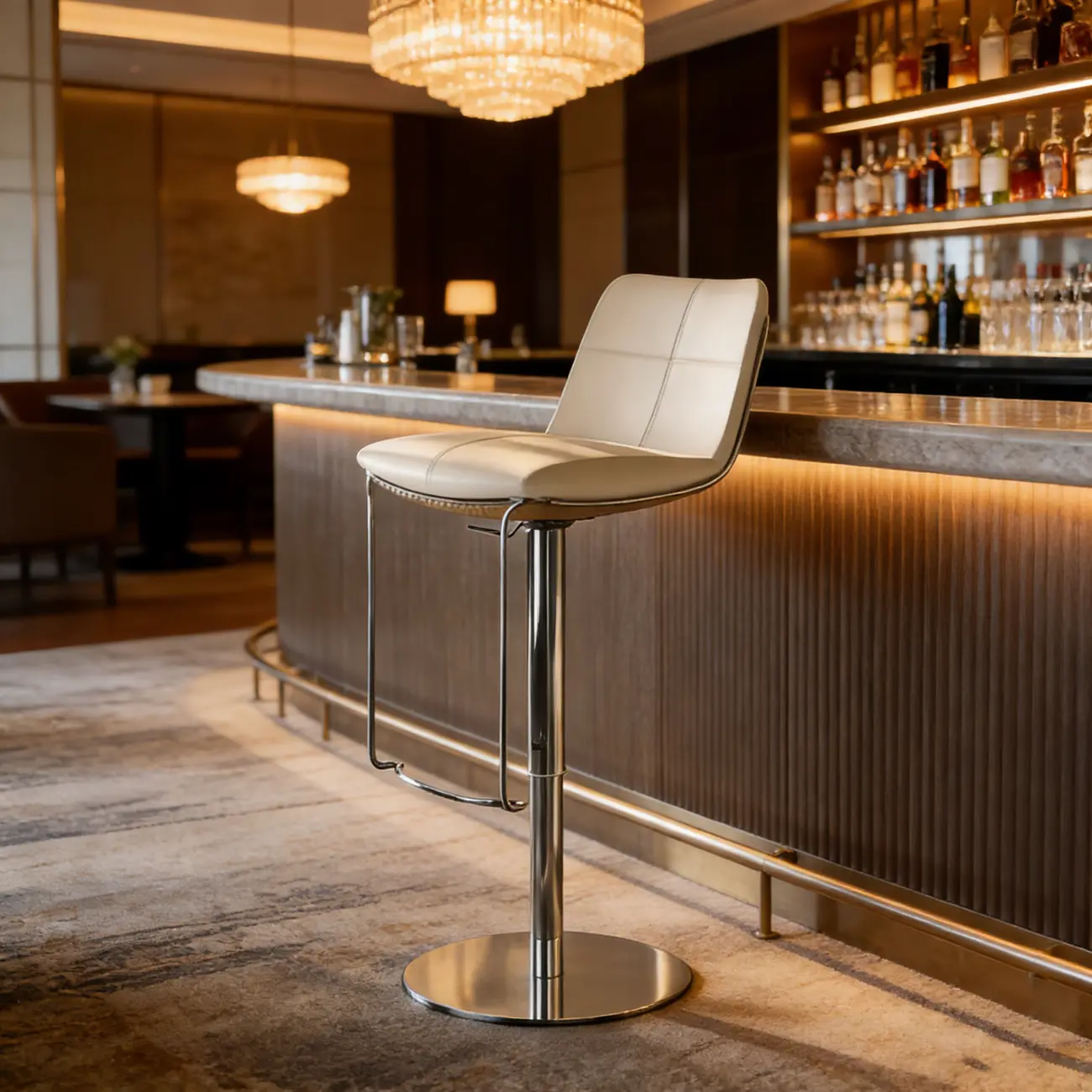 Glam Leather Upholstered Swivel Bar Stools with Back Image - 3 | homeyfad