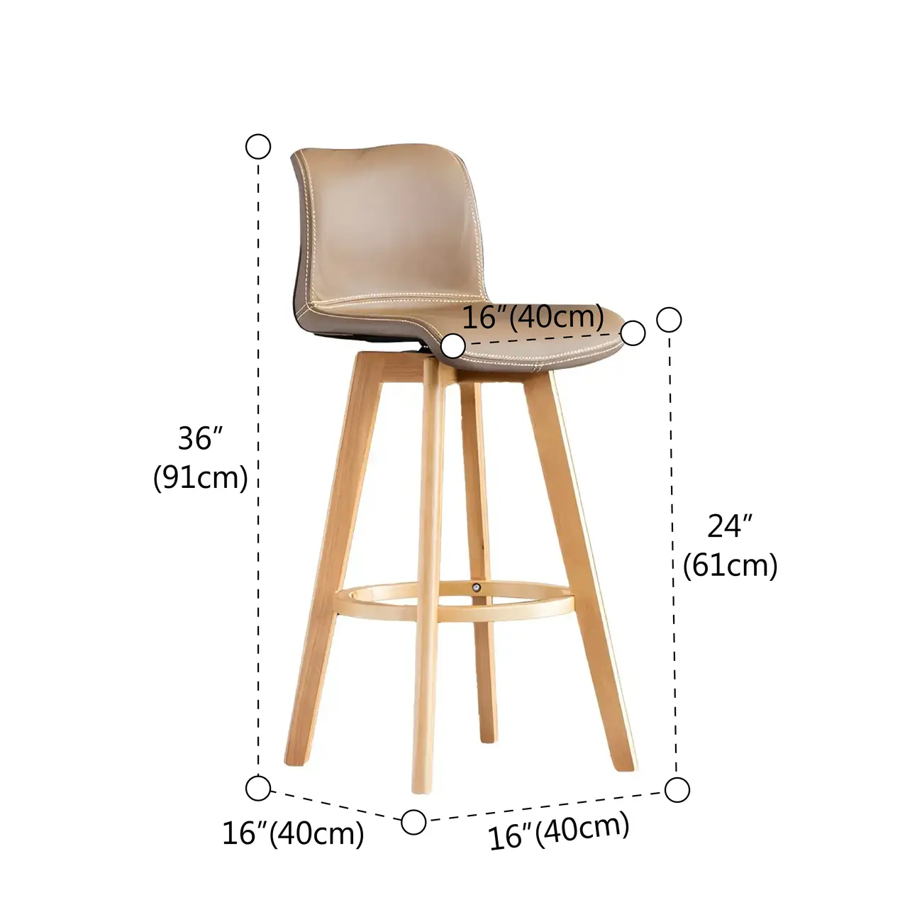 Traditional Wood Genuine Leather Upholstered Bar Stools Image - 13 | homeyfad