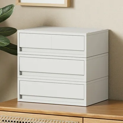 Durable White Plastic Stackable Filing Cabinet for Home Office Image - 5