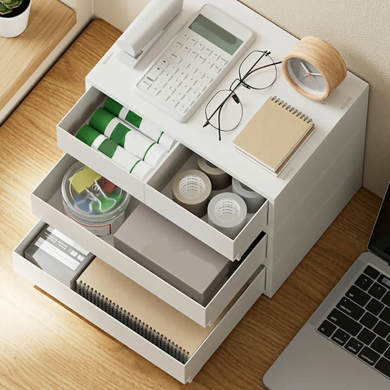 Durable White Plastic Stackable Filing Cabinet for Home Office Image - 12 | homeyfad